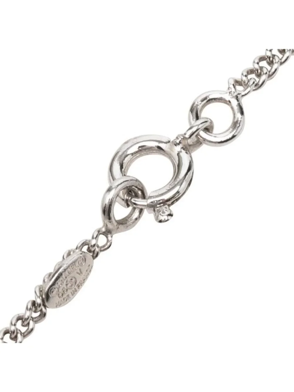 Chanel CC Logo Chain Pendant Stamp Silver Black Metal
